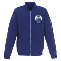 NHL Edmonton Oilers Lightweight Nylon Bomber Blue Jacket Embroidered Logo  - £94.35 GBP