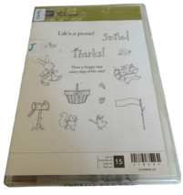 Stampin Up Clear Mount Rubber Stamp Set Picnic Parade Rabbit Racoon Animals Flag - £3.92 GBP