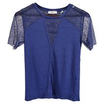 Sandros Paris Lace-Trimmed T-Shirt In Cotton Women Blue Xs - £87.12 GBP