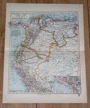 1924 Original Vintage Map Of Colombia Venezuela Ecuador Peru South America - £13.66 GBP