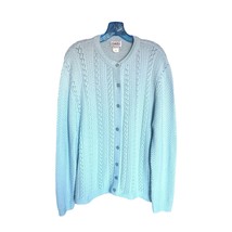 Cuddle Knit Vintage Women’s Size L Aqua Blue Sweater Cardigan Grandmacore - £18.40 GBP