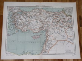 1906 ORIGINAL ANTIQUE MAP OF TURKEY ARMENIA CYPRUS PALESTINE ISRAEL - $25.60