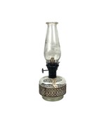 Vintage Clear Glass Oil Lamp Decorative Metal Band Lamplight Farms - $461.34 MXN