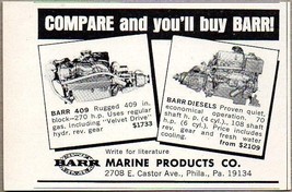1965 Print Ad Barr Diesel &amp; 409 Gas Marine Engines Philadelphia,PA - $9.25