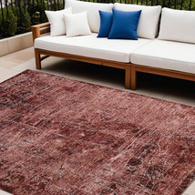 9' X 12' Merlot Abstract Washable Non Skid Indoor Outdoor Area Rug - €392,95 EUR