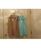 Basic Editions Women&#39;s Sleeveless Shirt Top Collar  Size L XL Brown Turq... - $196.20 MXN+