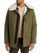 Yves Salomon Army Mens Bachette Lamb Fleece Lined Jacket Green/Ivory-EU ... - $599.99