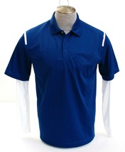 Nike Golf Dri Fit Blue &amp; White Long Sleeve Double Layer Shirt Polo Shirt Men&#39;s  - £79.00 GBP