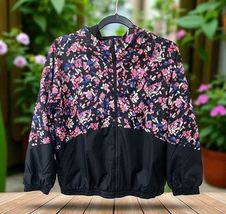 NWT Under Armour Girls Youth Large Woven Full-Zip Jacket Black pink mult... - $43.55