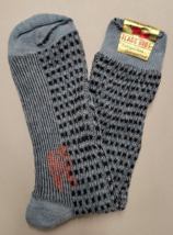 Vtg 1960s NWT Flagg Bros Light Blue &amp; Black Check Cotton Knit Socks OSFA - £19.78 GBP