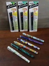 Micro Ceramic Roller Ball Pens 6pc + Refills Black Ink Floral Marble Abs... - £43.85 GBP