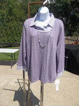 NWT ALFRED DUNNER PURPLE SWEATER W NECKLACE 1X - £20.49 GBP