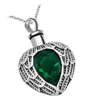 Angel Wing Birthstone Memorial Urn Necklace Steel - £50.07 GBP