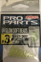 Owner #5197-307 Uv Glow Soft Beads 28 Ct Pk Size 3 White-RARE-SHIPS N 24 HRS-NEW - £9.30 GBP