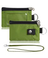 Minimalist Wallet RFID Blocking Keychain Lanyard Zipper ID Case Olive Green - $178.41 MXN