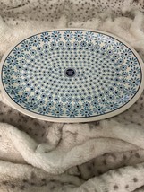 Boleslawiec Polish Pottery Baking Oval Platter Navy\Blue 13.5” x 10.5” B... - $44.27