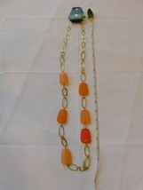 Lane Bryant necklace NEW NOS ONESZ M12091 adjustable Orange Gold Tone - £15.46 GBP