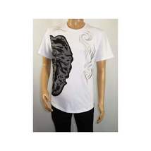Men LAVERITA European Fashion Crew Shirt Rhine Stones Medusa 94491 White image 9