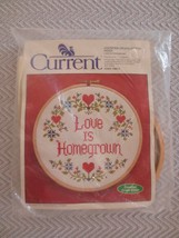 SEALED Current LOVE IS HOMEGROWN Cross Stitch KIT w/Wood Hoop Frame - 7&quot;... - $5.94