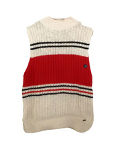 New Abercrombie &amp; Fitch Women Mock Neck Cream Red Ribbed Striped Tank Sw... - £23.29 GBP