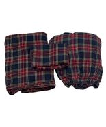 LL Bean 100% Cotton Thick Flannel Twin Sheet Set Tartan Plaid Red Blue W... - $1,193.46 MXN