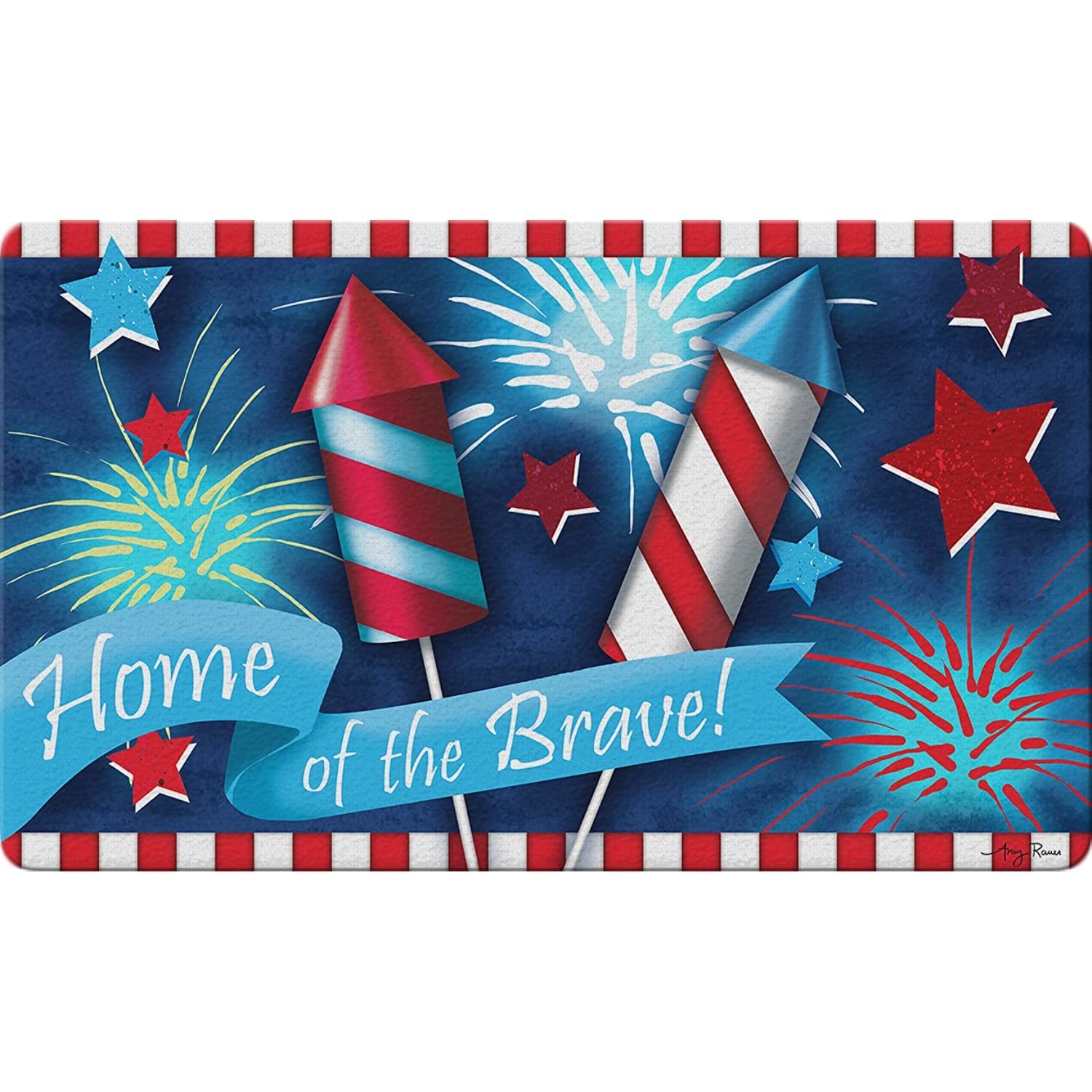 Toland Home Garden 800249 Home of The Brave Summer Door Mat 18x30 Inch 4th of Ju - $39.99