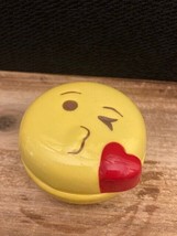 Kissy Face Emoji Happy Face Porcelain Trinket Box 2.5&quot; - £7.44 GBP