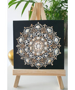 Handmade Mosaic with Shells and Pebbles on a Small Canvas - $80.00
