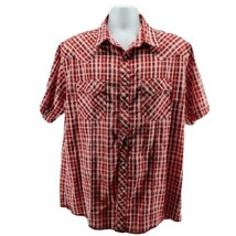 Wrangler Western Cowboy Shirt Size XL Pearl Snap Red White Plaid - $18.16