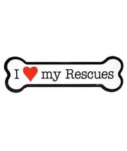 I (Heart) Love my Rescues Dog Bone shaped Car Fridge Magnet 2&quot;x7&quot; Support Rescue - £3.88 GBP