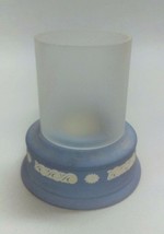 Vintage blue jasper Wedgewood cabdle with glass surround made in England - £25.61 GBP