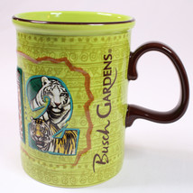 Busch Gardens Large Ceramic Green Coffee Mug Tigers Giraffe Elephant 3D ... - $11.18