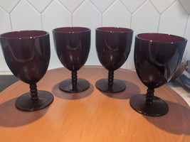 5.25 Inch Ruby Red Glass Footed Goblets, Set of Four Vintage Collectible... - £31.27 GBP