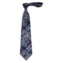 Men's 100% Silk Necktie By Bruno Piattelli Paisley Floral Fancy BP3 Plum Blue image 3
