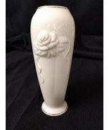 LENOX CLASSIC IVORY WITH GOLD TRIM ROSE PATTERN BUD VASE 6&quot; EUC  - $9.50