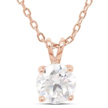 0.75CT Round Moissanite Solitaire Pendant Necklace 14K Rose Gold Plated Silver - £49.48 GBP