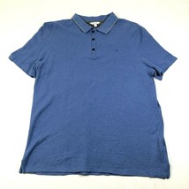 Calvin Klein Polo Shirt Mens L Blue Button Neck Logo Short Sleeve Collared - £9.01 GBP