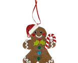 Clay Gingerbread Man Ornament with Mistletoe Bow and Candy Cane 4.5 Inch - $12.98