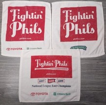 Lot of 3 Philadelphia Phillies &quot;Fightin Phils&quot; 2007 2008 2009 MLB rally towels - £15.54 GBP