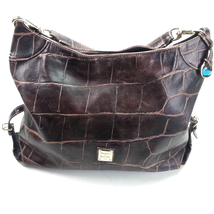 Dooney &amp; Bourke Leather Hobo Crocodile Embossed Shoulder Bag Brown - £47.33 GBP