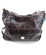 Dooney &amp; Bourke Leather Hobo Crocodile Embossed Shoulder Bag Brown - £47.58 GBP