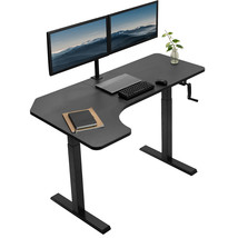VIVO Manual 58&quot; x 35&quot; Corner Stand Up Desk, Black Table Top, Black Frame - £360.40 GBP