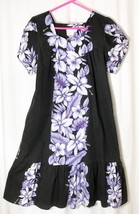 Vintage Kalena Fashions of Hawaii Floral Aloha Muumuu Patio Dress Med Black Gray - £11.64 GBP