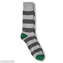 Green Gray Stripes NEW Mens Dress Crew Socks 6 12 Merona Grey - £7.19 GBP