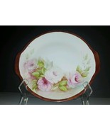 Hand Painted Rose Design 11&quot; Tab Handle Round Serving Platter ~ Marked/S... - $11.88