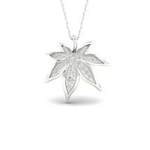 S925 Sterling Silver 0.33ct TDW Diamond Maple Leaf Necklace - £233.23 GBP