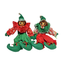 Vintage Handmade Christmas Clowns Shelf Sitters 12&quot; Decorations Lot 2 - £20.42 GBP