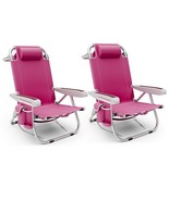 Foldable Backpack Beach Chair with Cup Holder and Storage Pockets Set of... - $250.39 CAD
