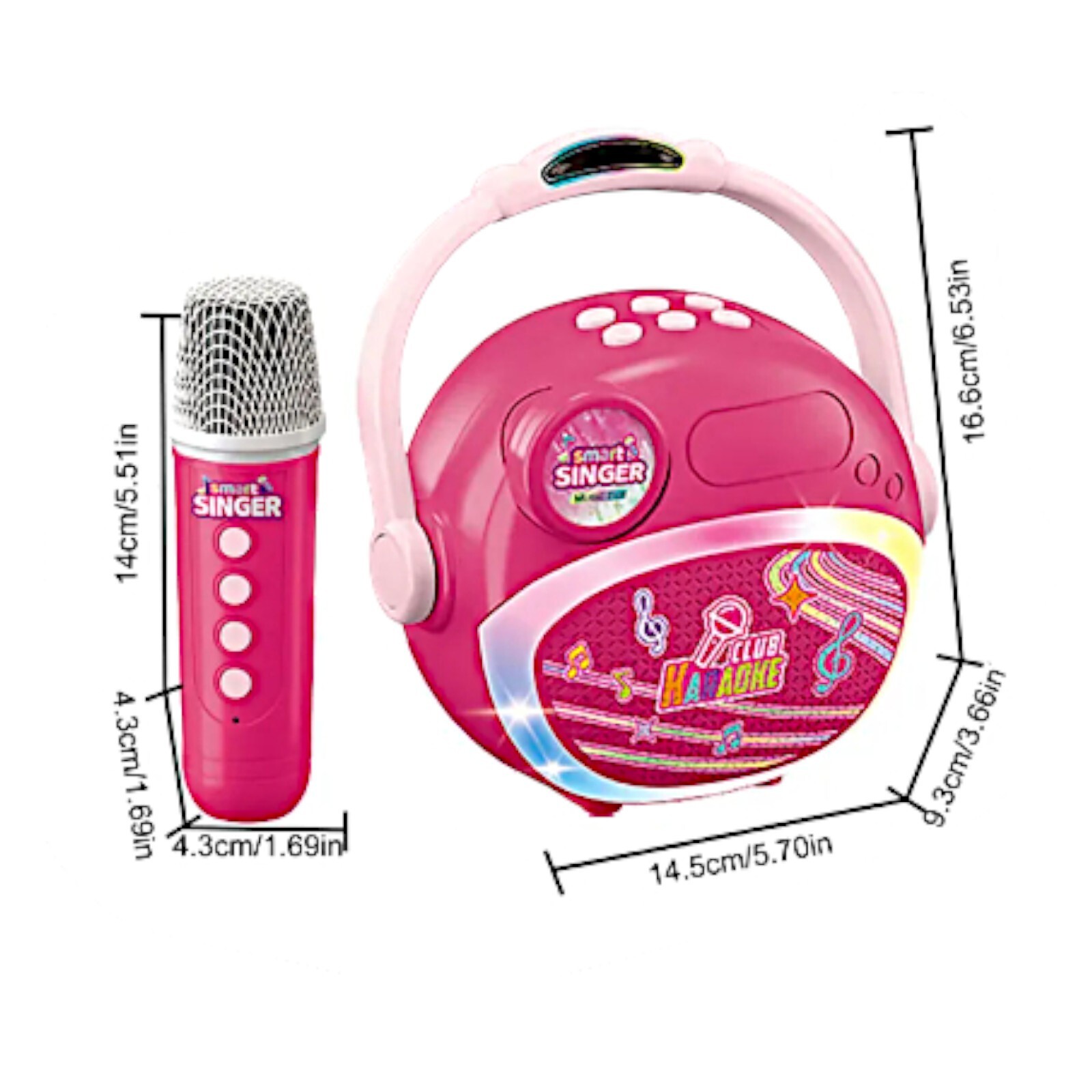 Smart Singer Karaoke Machine 2 Microphones Wireless BT Speaker Home Party Set Item image 5