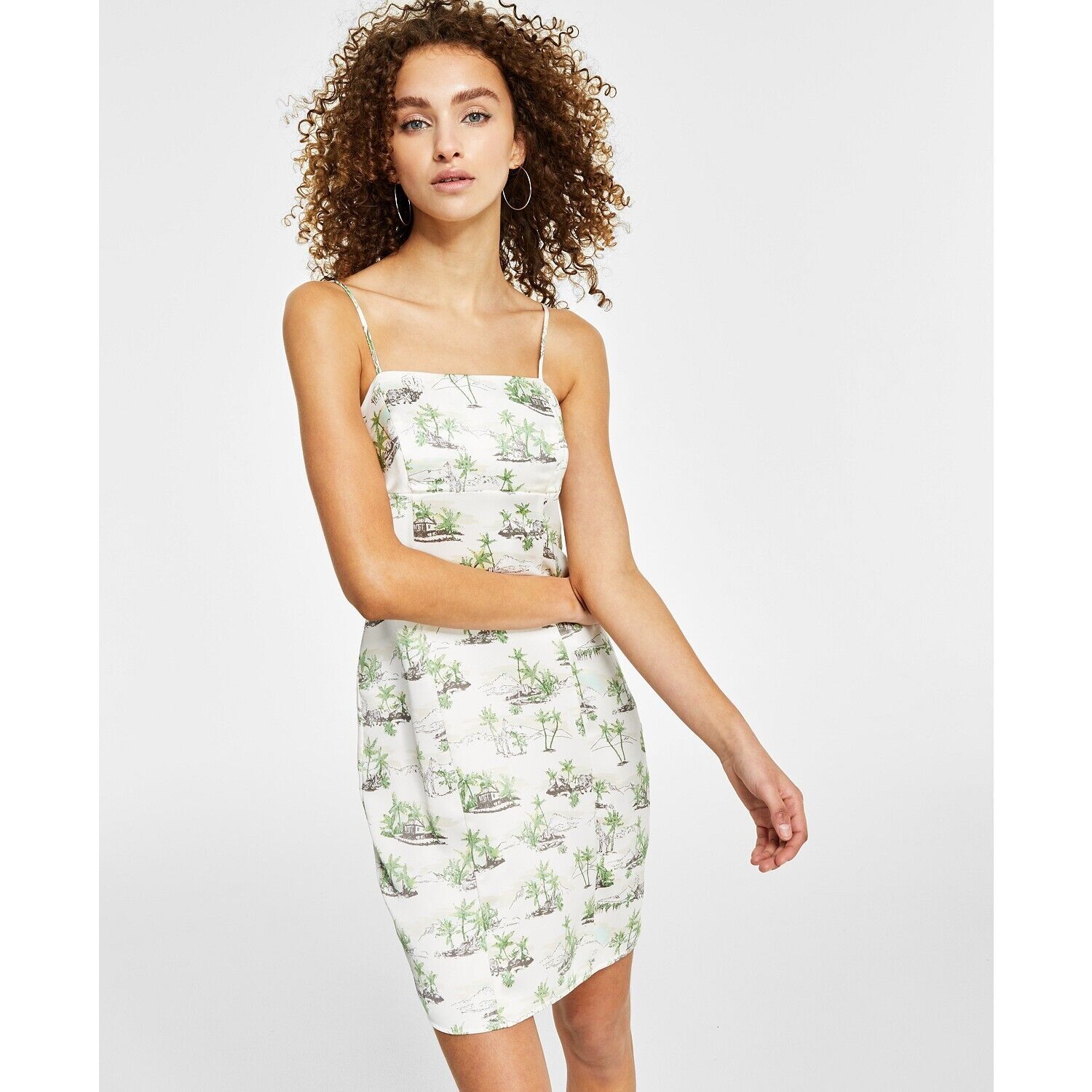 Hippie Rose Juniors&#39; Spaghetti-Strap Satin Dress Ivory Toile M B4HP - $16.00
